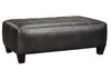 Benzara Rectangular OverSized Leatherette Ottoman with Jumbo Stitching, Black