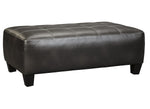 Benzara Rectangular OverSized Leatherette Ottoman with Jumbo Stitching, Black