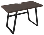 Benzara Rectangular Top Wooden Writing Desk with Metal Base, Dark Brown and Black