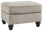 Benzara Rectangular Wooden Ottoman with Textured Fabric Upholstery, Beige