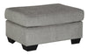 Benzara Rectangular Wooden Ottoman with Textured Fabric Upholstery, Gray