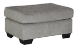 Benzara Rectangular Wooden Ottoman with Textured Fabric Upholstery, Gray