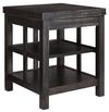 Benzara Square Wooden Frame End Table with 2 Open Shelves, Rubbed Black