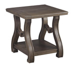 Benzara Square Wooden Frame End Table with Curved H Shaped Legs, Brown