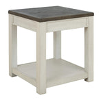 Benzara Square Wooden Frame End Table with Open Shelf, White and Brown