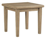 Benzara Square Wooden Frame End Table with Plank Tabletop, Teak Brown