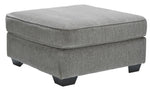 Benzara Square Wooden Over Sized Ottoman with Textured Fabric Upholstery, Gray