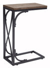 Benzara Two Tone Cantilever Wood and Metal Chair Side End Table, Brown and Black