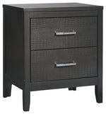 Benzara Wooden Frame Nightstand with 2 Drawers and Textured Fronts, Black