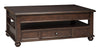 Benzara Wooden Lift Top Cocktail Table with 1 Drawer and Open Compartment, Brown
