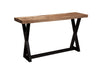 Benzara Wooden Top Sofa Table with X Frame Metal Base, Light Brown and Black