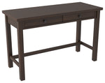 Benzara Wooden Writing Desk with Block Legs and 2 Drawers, Dark Brown and Black