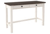 Benzara Wooden Writing Desk with Block Legs and 2 Storage Drawers, Gray and White