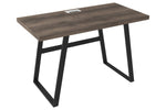 Benzara Wooden Writing Desk with Metal Base and Rectangular Top, Brown and Black