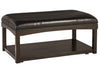 Benzara Leatherette Upholstered Ottoman Cocktail Table with Open Bottom Shelf,Brown