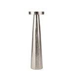 Benzara 21 Inch Aluminum Pillar Type Candle Holder with Round Tray Top, Silver