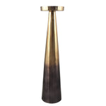 Benzara 22 Inch Aluminum Pillar Type Candle Holder with Round Tray Top, Bronze