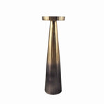 Benzara 19 Inch Aluminum Pillar Type Candle Holder with Round Tray Top, Bronze