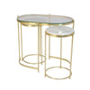 Benzara Side Table and Console Table with Metal Frame, Set of 3, Gold