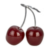 Benzara 16 Inch Aluminum Cherry Accent Decor with Branch and Leaf, Red and Silver
