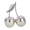Benzara 12 Inch Aluminum Cherry Accent Decor with Branch and Leaf, Silver