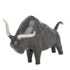 Benzara 16 Inch Aluminium Bull Accent Decor with Geometric Texture, Gray