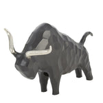 Benzara 16 Inch Aluminium Bull Accent Decor with Geometric Texture, Gray