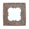 Benzara Quatrefoil Pattern Wood Mirror with Distressed Finish, Silver and Brown