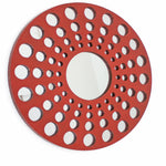 Benzara Contemporary Wooden Round Wall Decor with Circle Cut Outs, Red and Silver