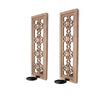 Benzara Rectangular Wood Candle Holder with Floral Lattice Design, Set of 2,Brown
