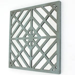 Benzara Contemporary Mirrored Wall Decor with Geometric Overlay on Top, Blue and Silver