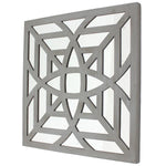 Benzara Mirrored Wall Decor with Decorative Geometric Design, Gray and Silver