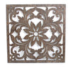 Benzara Traditional Square Shape Wooden Wall Decor with Floral Engraving, Brown