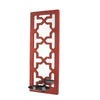 Benzara Transitional Mirrored Candle Holder with Lattice Design, Red and Silver