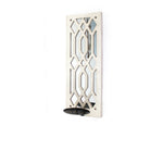 Benzara Wooden Rectangular Frame Candle Holder with Lattice Design, White