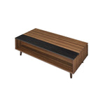 Benzara Wooden Coffee Table with Lift Top Storage and 1 Open Shelf, Walnut Brown