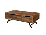 Benzara Wooden Coffee Table with Lift Top Storage and 1 Drawer, Walnut Brown