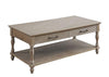 Benzara Wooden Coffee Table with 2 Drawers and Molded Design, Antique White