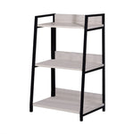 Benzara Wooden Bookshelf with 3 Open Compartments, Washed White and Black