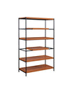 Benzara BM211106 5 Tier Wooden Bookshelf with Open Metal Frame, Oak Brown and Black