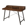 Benzara Wooden Desk with 4 Open Compartments and Sawhorse Base, Brown and Black