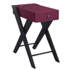 Benzara Wooden Frame Side Table with X Shaped Legs and 1 Drawer, Purple and Black