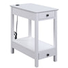 Benzara Wooden Frame Side Table with 2 Drawers and 1 Bottom Shelf, White