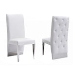 Benzara Upholstered Dining Chair with Button Tufted Back,Set of 2,White