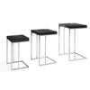 Benzara Textured Wooden Top End Table with Metal Base,Set of 3,Black and Silver