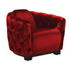 Benzara Velvet Upholstered Lounge Chair with Button Tufting, Red