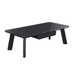 Benzara Contemporary Wooden Coffee Table with 1 Drawer and Metal Accents, Black