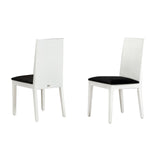 Benzara Wooden Dining Chair with Textured Details, Set of 2, Black and White