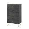 Benzara 5 Drawer Wooden Chest with Metal Hairpin Legs, Gray and Gold