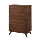 Benzara 4 Drawer Wooden Chest with Knob Handles and Tapered Legs, Brown